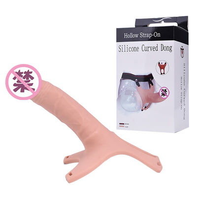 Correa del consolador los 26cm Hollw de la ventosa del silicón del OEM en Dong curvado