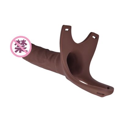 Correa del consolador los 26cm Hollw de la ventosa del silicón del OEM en Dong curvado