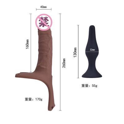 Correa del consolador los 26cm Hollw de la ventosa del silicón del OEM en Dong curvado