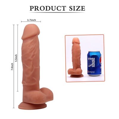 Juguete lesbiano del sexo del consolador de la ventosa ODM sano del OEM del silicón de 7,4 pulgadas
