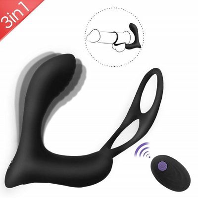 3 en una radio masculina 400mah teledirigido de Ring Vibrator Personalised Butt Plug