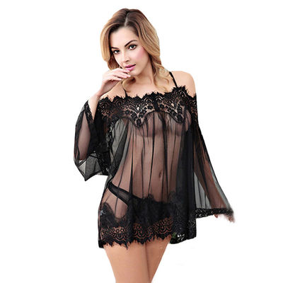 Camisón muy escotado por detrás de la perspectiva de Tulle de la lencería sexy adulta del cordón de la mezcla de spandex