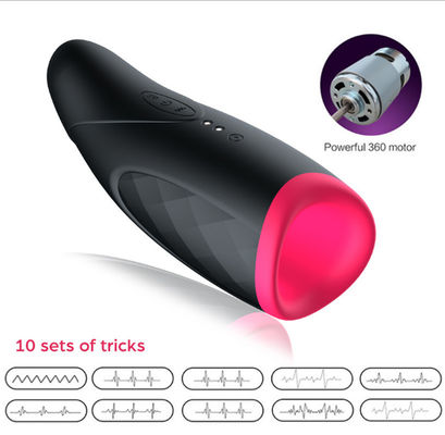 La calefacción chupando la masturbación masculina realista juega la recarga de los 22cm USB